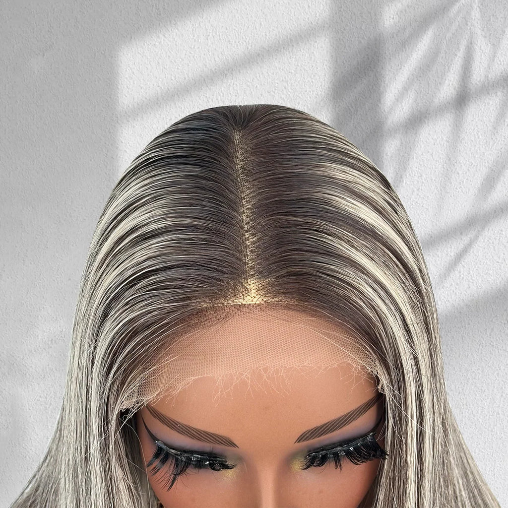 Yhair New Luxury Raw Hair 5x5 HD Balayage Wigs Straight 250% Density Color #4/27/4