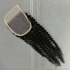 Yhair 4x4 Transparent Lace Closure Kinky Curly Virgin Raw Hair N1B#