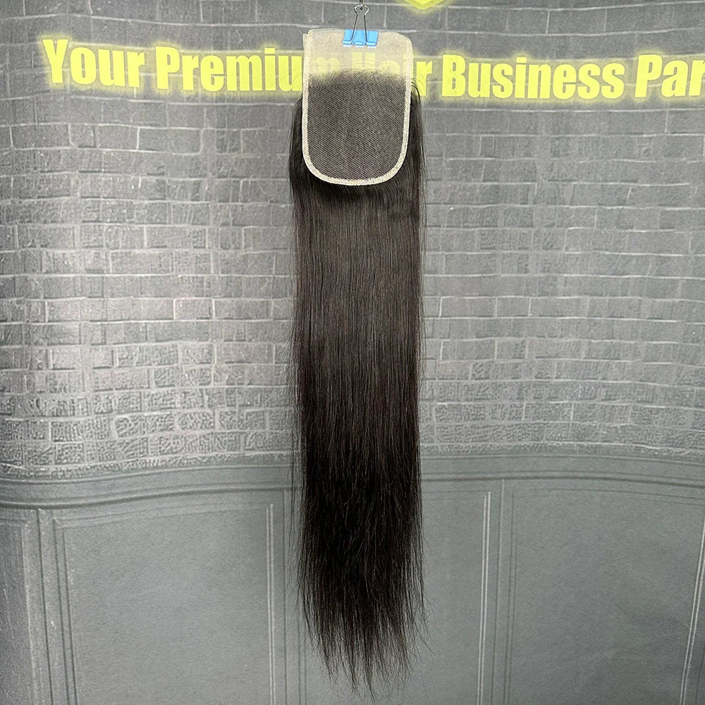 Yhair 4x4 Transparent Lace Closure Straight Virgin Raw Hair N1B#