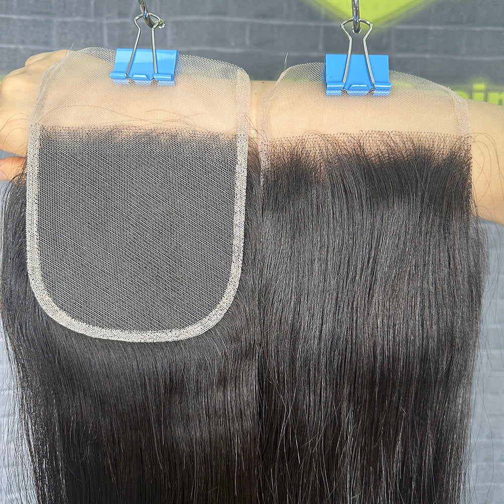 Yhair 4x4 Transparent Lace Closure Straight Virgin Raw Hair N1B#