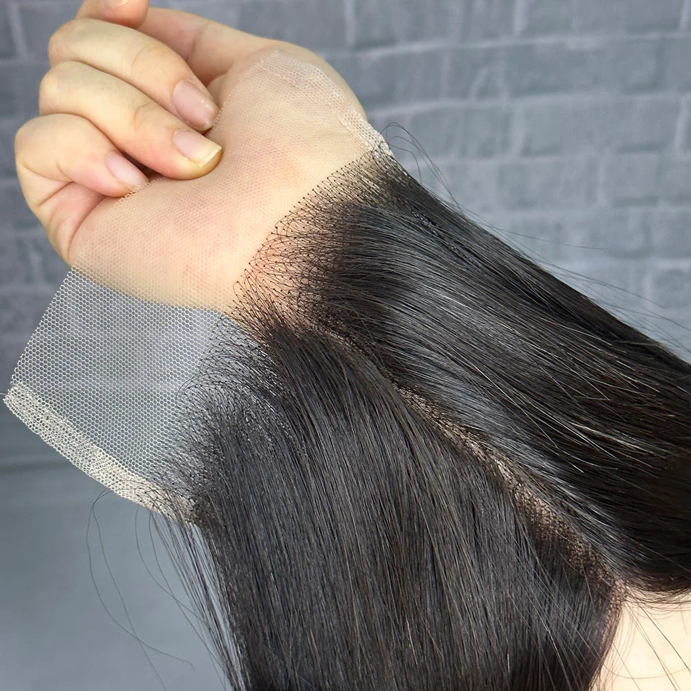 Yhair 4x4 Transparent Lace Closure Straight Virgin Raw Hair N1B#
