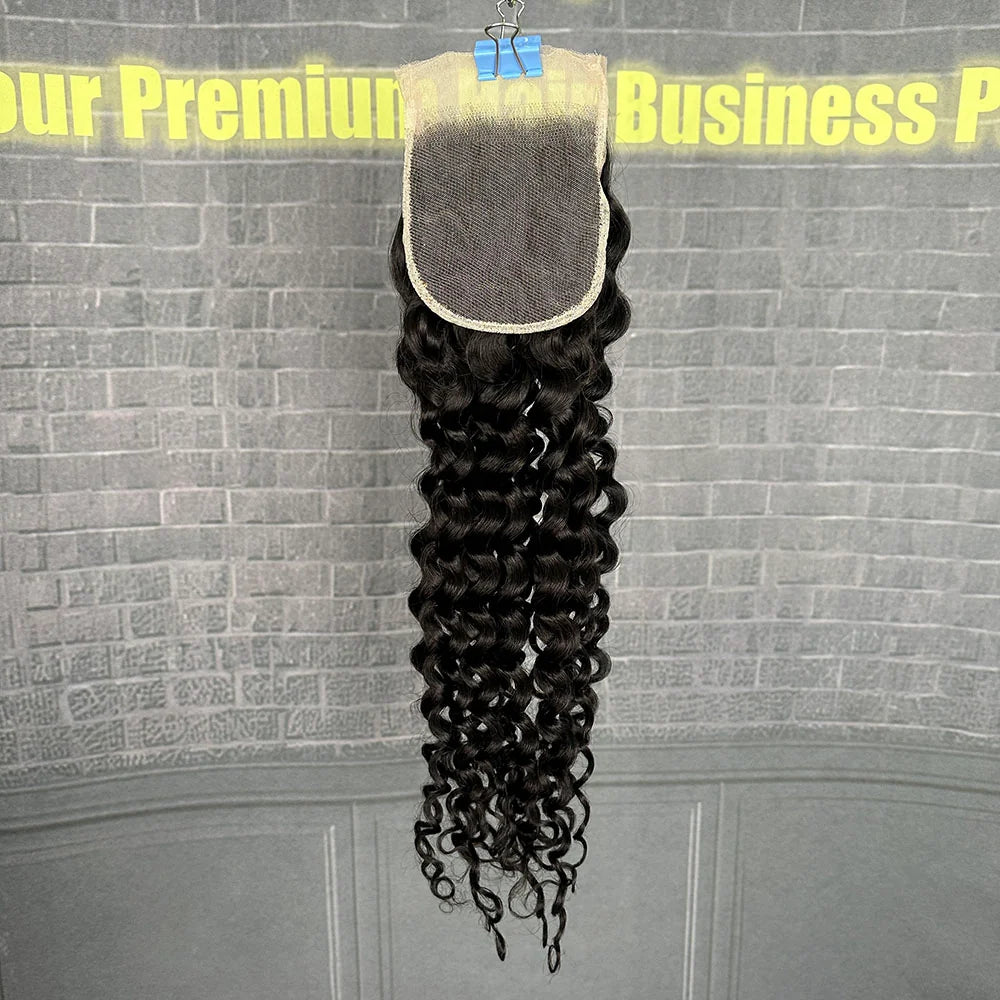 Yhair 4x4 Transparent Lace Closure Italian Curly Virgin Raw Hair N1B#