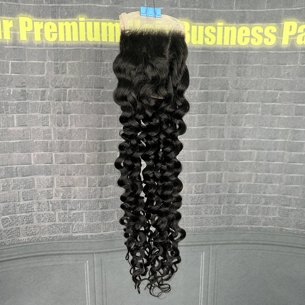 Yhair 4x4 Transparent Lace Closure Italian Curly Virgin Raw Hair N1B#