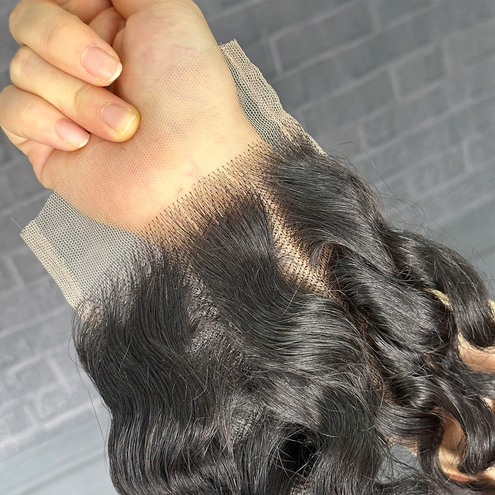 Yhair 4x4 Transparent Lace Closure Italian Curly Virgin Raw Hair N1B#