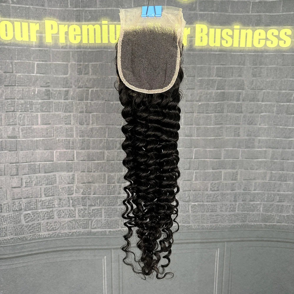 Yhair 4x4 Transparent Lace Closure Deep Wave Virgin Raw Hair N1B#
