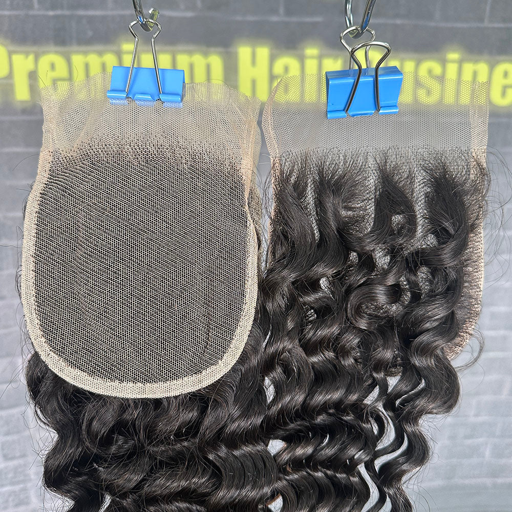 Yhair 4x4 Transparent Lace Closure Deep Wave Virgin Raw Hair N1B#
