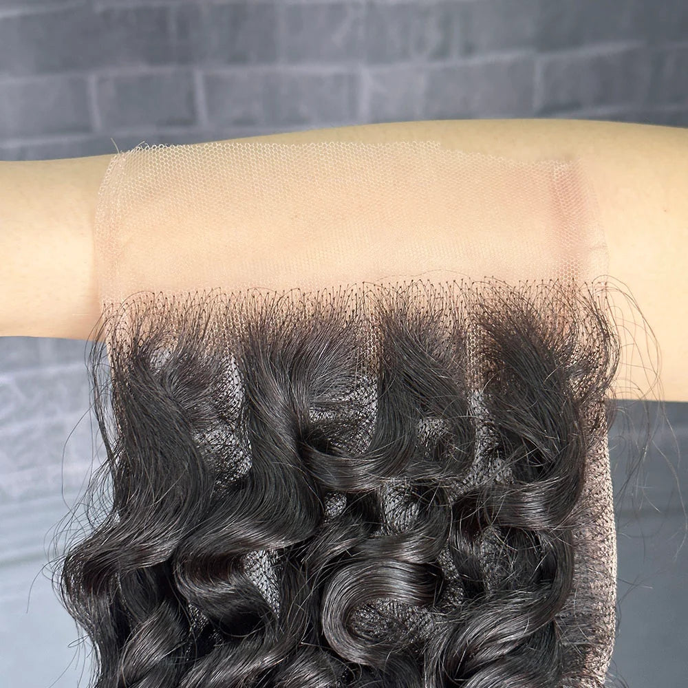 Yhair 4x4 Transparent Lace Closure Deep Wave Virgin Raw Hair N1B#