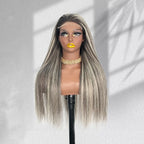 Yhair New Luxury Raw Hair 5x5 HD Balayage Wigs Straight 250% Density Color #4/27/4
