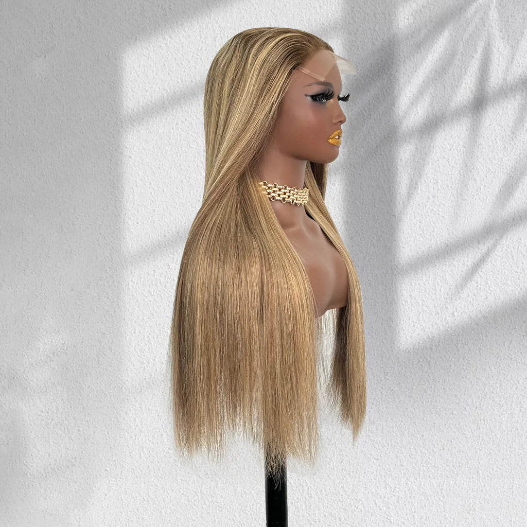 Yhair New Luxury Raw Hair 5x5 HD Balayage Wigs Straight 250% Density Color #2/8/24
