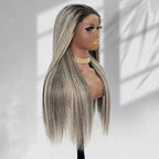 Yhair New Luxury Raw Hair 5x5 HD Balayage Wigs Straight 250% Density Color #4/27/4