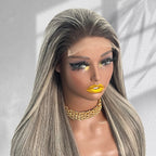 Yhair New Luxury Raw Hair 5x5 HD Balayage Wigs Straight 250% Density Color #4/27/4