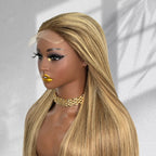 Yhair New Luxury Raw Hair 5x5 HD Balayage Wigs Straight 250% Density Color #2/8/24