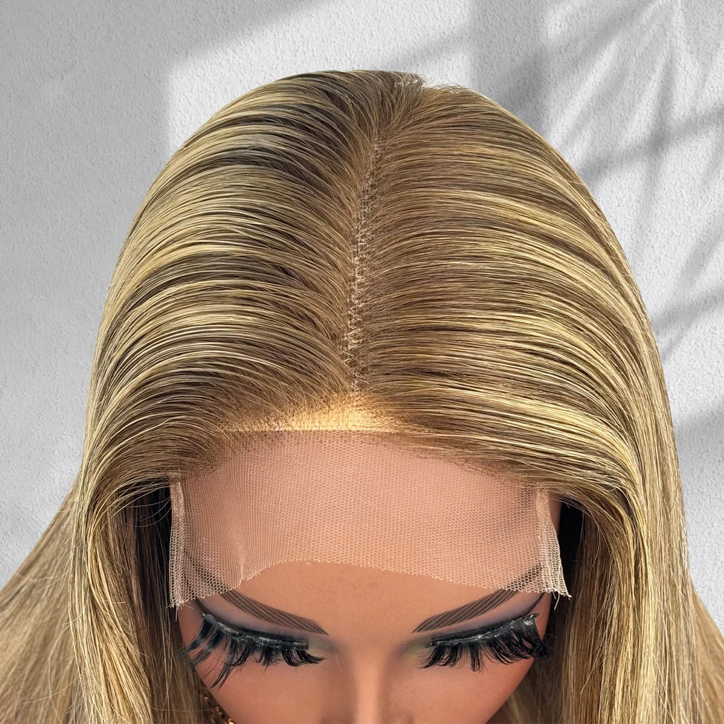 Yhair New Luxury Raw Hair 5x5 HD Balayage Wigs Straight 250% Density Color #2/8/24
