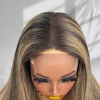 Yhair New Luxury Raw Hair 5x5 HD Balayage Wigs Straight 250% Density Color #2/8/2