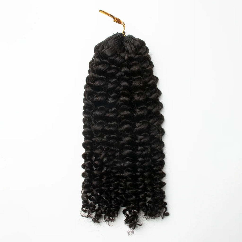 Yhair Deep Curly Crochet Hair Extensions N1B# Natural Black Virgin Hair for Daily & Party Use