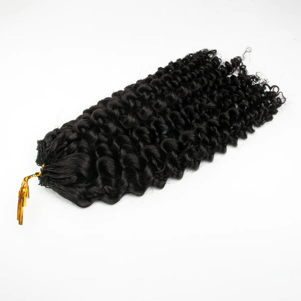 Yhair Deep Curly Crochet Hair Extensions N1B# Natural Black Virgin Hair for Daily & Party Use