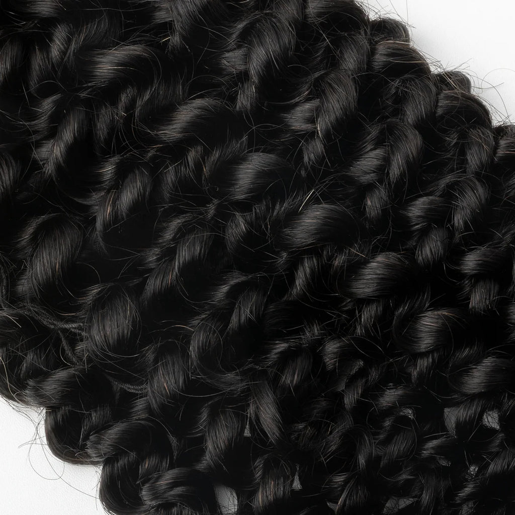 Yhair Deep Curly Crochet Hair Extensions N1B# Natural Black Virgin Hair for Daily & Party Use