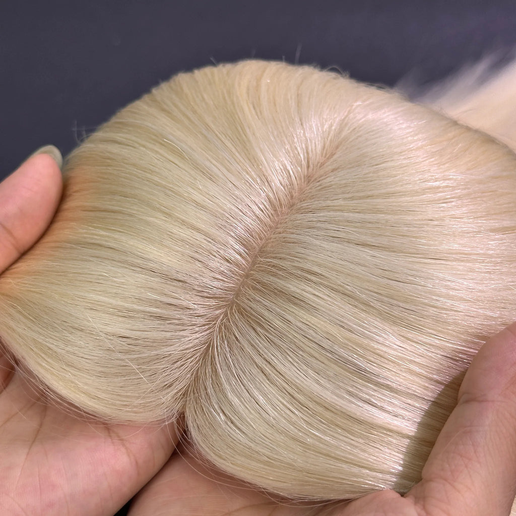 Yhair 13*15CM Straight Silk Base Hair Topper #613 Blonde 100% Virgin Human Hair for Thinning Hair & Daily Wear