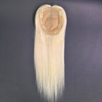 Yhair 14*16CM Straight Silk Base Hair Topper 613# Blonde Natural Black 100% Virgin Human Hair for Thinning Hair & Daily Wear