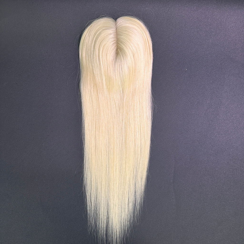 Yhair 14*16CM Straight Silk Base Hair Topper 613# Blonde Natural Black 100% Virgin Human Hair for Thinning Hair & Daily Wear