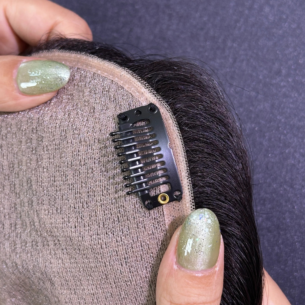Yhair 14*16CM Straight Silk Base Hair Topper #NB Natural Black 100% Virgin Human Hair for Thinning Hair & Daily Wear
