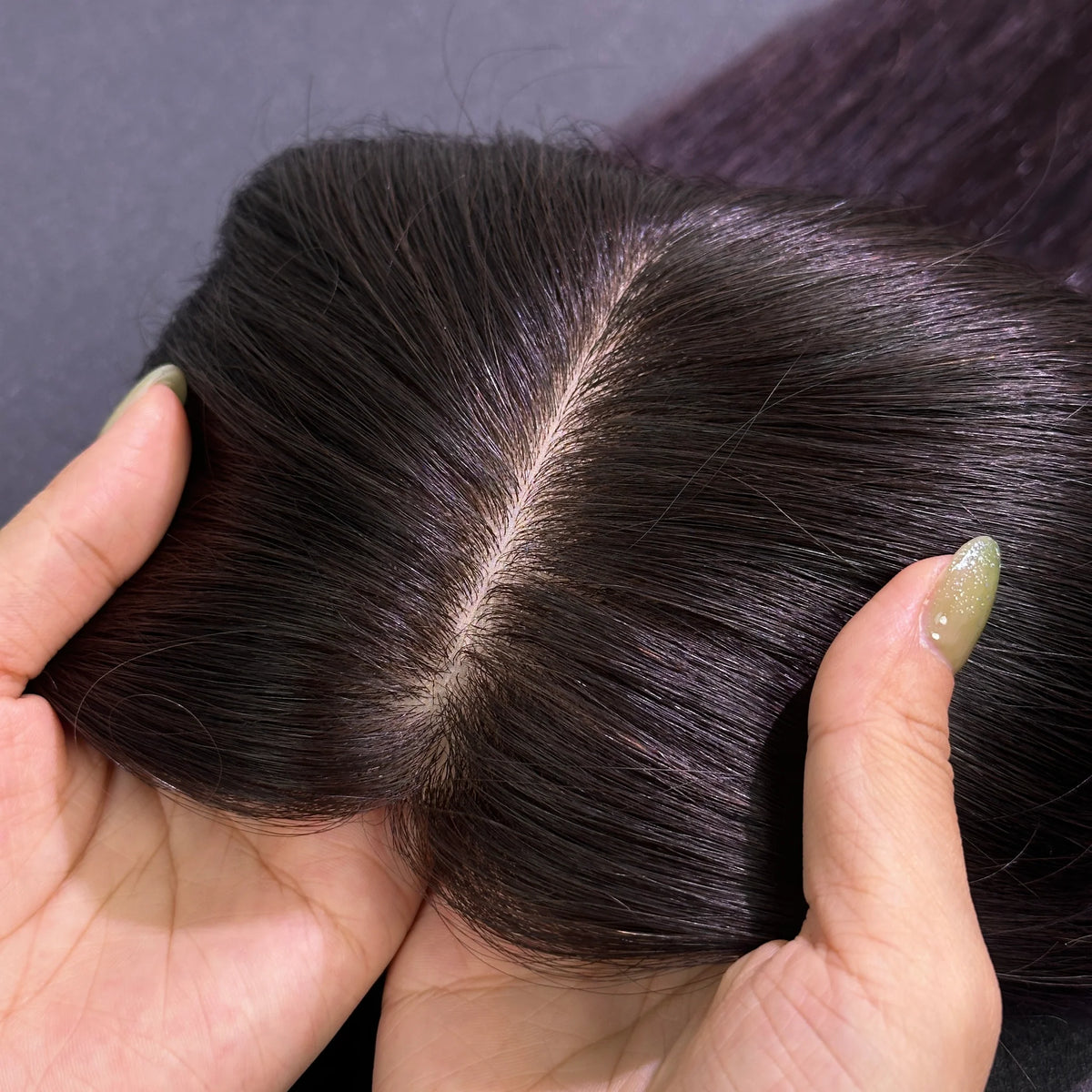 Yhair 14*16CM Straight Silk Base Hair Topper #NB Natural Black 100% Virgin Human Hair for Thinning Hair & Daily Wear