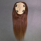 Yhair 13*15CM Straight Silk Base Hair Topper #4 Medium Brown 100% Virgin Human Hair for Thinning Hair & Daily Wear