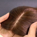Yhair 13*15CM Straight Silk Base Hair Topper #4 Medium Brown 100% Virgin Human Hair for Thinning Hair & Daily Wear