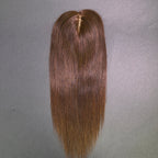 Yhair 14*16CM Straight Silk Base Hair Topper #4 Medium Brown 100% Virgin Human Hair for Thinning Hair & Daily Wear