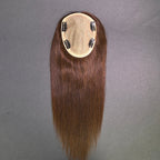 Yhair 14*16CM Straight Silk Base Hair Topper #4 Medium Brown 100% Virgin Human Hair for Thinning Hair & Daily Wear