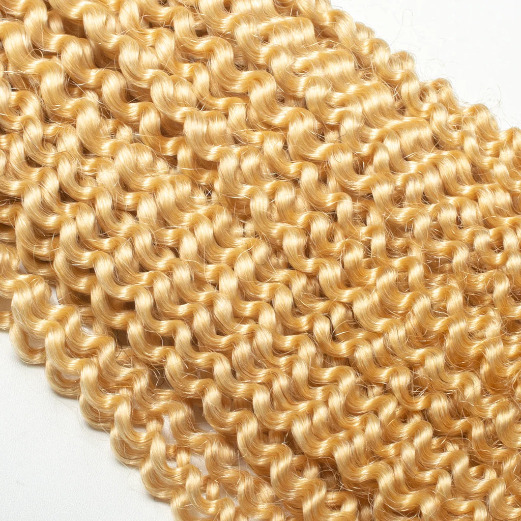 Yhair Kinky Curly Crochet Hair Extensions #613 Blonde Virgin Hair for Daily & Party Use