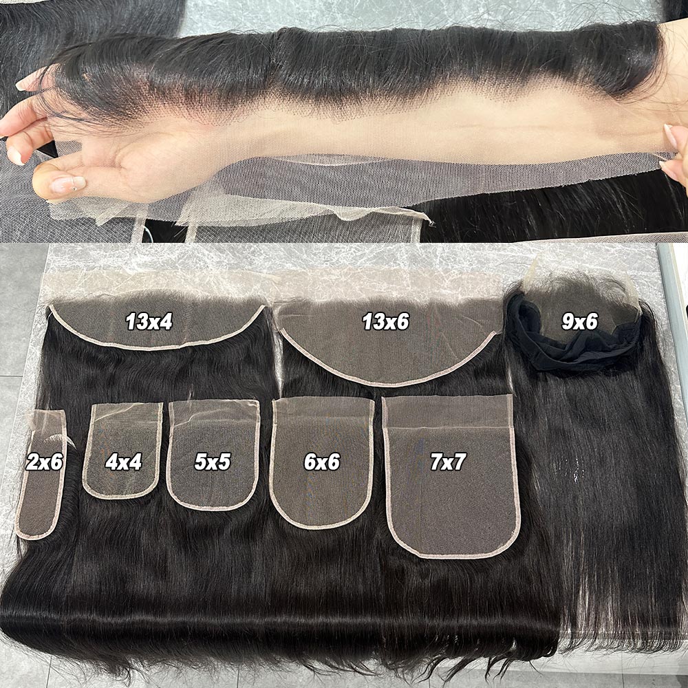 Yhair 4x4 Transparent Lace Closure Straight Virgin Raw Hair N1B#